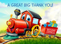All Aboard Thanks 5.25x3.75 Folded Card