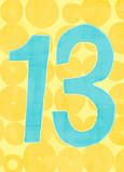 Yellow Dot Thirteenth 5x7 Folded Card