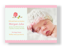 Pink Baby Bird 7x5 Flat Card