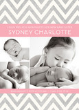 Gray Pink Chevron 5x7 Flat Card