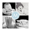 Four Photo Blue Monogram 4.75x4.75 Folded Card