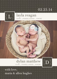 Brown Monogram Twins 5x7 Flat Card