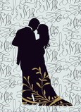 Bride and Groom Silhouette 5x7 Folded Card