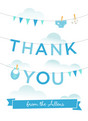 Blue Clothesline Thanks 3.75x5.25 Folded Card