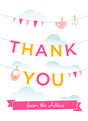 Pink Clothesline Thanks 3.75x5.25 Folded Card
