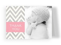 Pink Zigzag Thanks 5.25x3.75 Folded Card