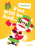 Skateboarding Santa 5x7 Folded Card