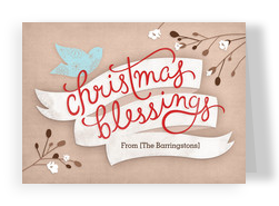 Bird Christmas Blessings 7x5 Folded Card