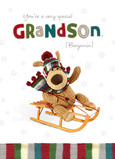 Special Sleighing Grandson 5x7 Folded Card