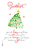 Sweetheart Christmas Tree 5x7 Folded Card