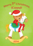 Green Babys First Christmas 5x7 Folded Card