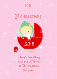 Pink Babys First Christmas 5x7 Folded Card