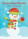 Teacher Snowman 5x7 Folded Card