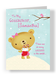 Goddaughter Snow Bear 5x7 Folded Card