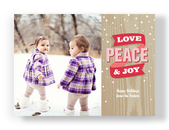 Love Peace and Joy Woodgrain 7x5 Flat Card