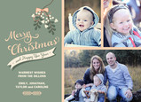 Bow Christmas Holly 7x5 Flat Card