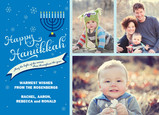 Blue Hanukkah Menorah 7x5 Flat Card