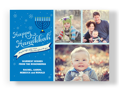 Blue Hanukkah Menorah 7x5 Flat Card