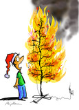 Fire Christmas Tree 5x7 Folded Card