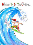 Surfing Santa 5x7 Folded Card