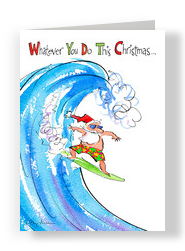 Surfing Santa 5x7 Folded Card