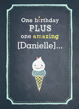One Birthday Ice Cream 5x7 Folded Card