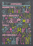 Birthday Doodles Girl 5x7 Folded Card