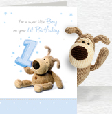 First Birthday Boy Card and Plush 5x7 Folded Card