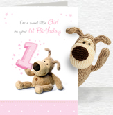 First Birthday Girl Card and Plush 5x7 Folded Card