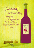 Mom's Day Wine Club 5x7 Folded Card