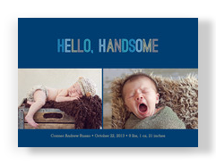 Handsome Boy Photo Birth Announcement 7x5 Flat Card