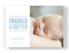 Photo Birth Announcement with Blue Lettering 7x5 Flat Card
