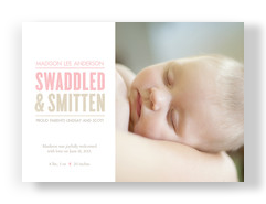 Photo Birth Announcement with Pink Lettering 7x5 Flat Card