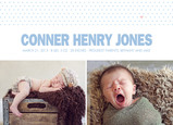 Dots and Heart Photo Birth Announcement Boy 7x5 Flat Card