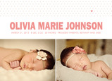 Dots and Heart Photo Birth Announcement Girl 7x5 Flat Card
