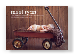 Typed Print Photo Birth Announcement Boy 7x5 Flat Card