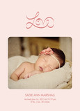 Script Love Photo Birth Announcement Pink 5x7 Flat Card