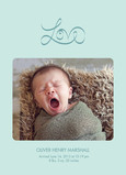 Script Love Photo Birth Announcement Blue 5x7 Flat Card