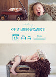 Photo Birth Announcement Infograph Boy 5x7 Flat Card