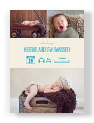 Photo Birth Announcement Infograph Boy 5x7 Flat Card