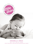 Little Sister Photo Birth Announcement 5x7 Flat Card