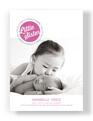 Little Sister Photo Birth Announcement 5x7 Flat Card