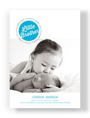 Little Brother Photo Birth Announcement 5x7 Flat Card