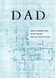Father's Day Blueprint Design 5x7 Folded Card