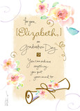Grad Watercolor Floral with Lettering 5x7 Folded Card