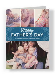 Happy Father's Day Photos and Line Pattern 5x7 Folded Card