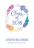 Watercolor Feathers Grad Announcement 5x7 Flat Card
