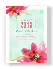 Watercolor Floral Grad Announcement 5x7 Flat Card