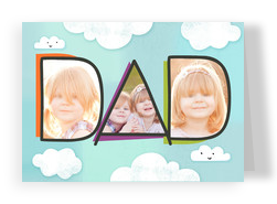 Happy Dad's Day Clouds with Photos 7x5 Folded Card