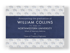 Cap Pattern Grad Announcment Horizontal 7x5 Flat Card
